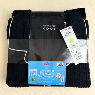 AEON - 【新品】さらっと快適 肌離れの良い サッカー パジャマ 長袖 M ネイビー