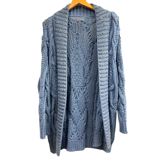 ERMANNO SCERVINO　エルマンノ シェルビーノ　エルマンノシェルヴィーノ　ニットガウン　ニットカーディガン　ニットコート　ニット　カーディガン　ビジュー　ウール　レディース　女性用　ブルー　水色　Sサイズ　S 【ブランドギャラリー東心斎橋店】