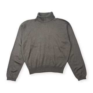 スコットランド製 カシミヤ シルク混 OLD ENGLAND  オールドイングランド タートルネック 長袖 ニット セーター 102cm/40" /グレー レディース