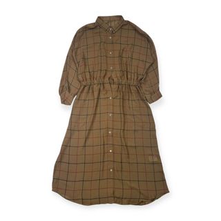 Spick & Span スピックアンドスパン チェック 襟付き 長袖ワンピース/ブラウン レディース 薄手(ロングワンピース/マキシワンピース)