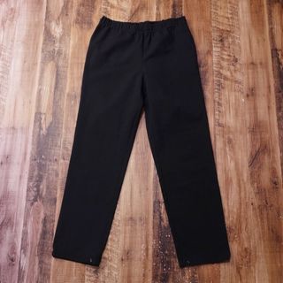 ウエストゴム ストレートパンツ レディース 裾ボタン M ブラック QI11