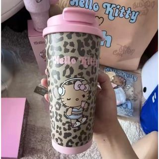 【レア・未使用】ハローキティ タンブラー ヒョウ柄 ピンク 海外限定 サンリオ