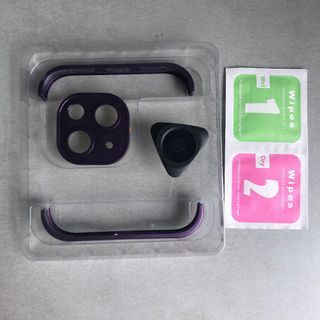  iPhone 13 ケース カメラレンズプロテクター フレームレス パープル