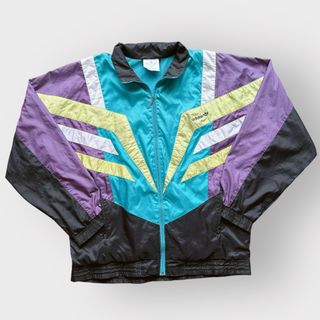 アディダス(adidas)の80s アディダス ナイロンジャケット ダブルフェイス クレイジーパターン M(ナイロンジャケット)