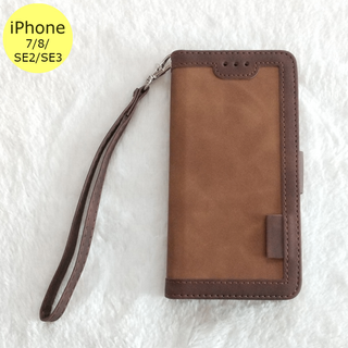 レトロ 手帳型 iPhone7/8/SE2/SE3ケース ブラウン(iPhoneケース)