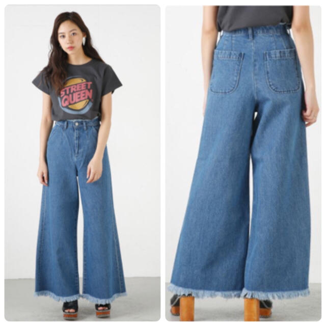 moussy(マウジー)のmoussy wide denim PT❤︎フレア デニム バギーパンツ レディースのパンツ(デニム/ジーンズ)の商品写真