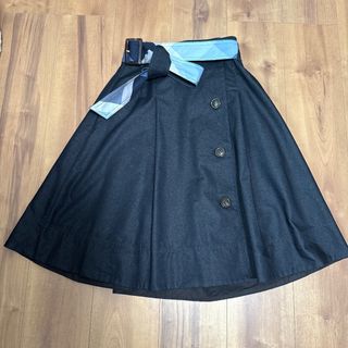 シャンブレーストレッチツイルトレンチスカート サイズ：36