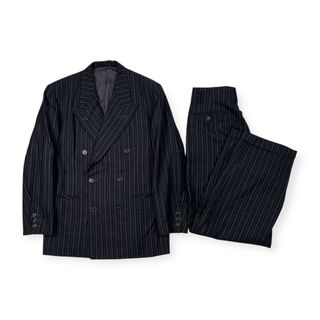 タケオキクチ(TAKEO KIKUCHI)の上下セット SUITS TAKEO KIKUCHI タケオキクチ ストライプ ダブル スーツ セットアップ サイズ 2 /ビンテージ/裾ダブル(セットアップ)