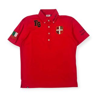 フィラ(FILA)のFILA GOLF フィラ ゴルフ トリコロール デコ 鹿の子 半袖 ポロシャツ M/レッド メンズ(その他)