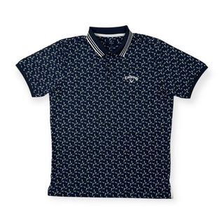 美品 Callaway キャロウェイ ゴルフ 総柄 半袖 ドライ ポロシャツ サイズ LL /メンズ/ネイビー