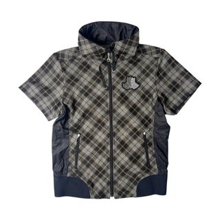 ブラックアンドホワイトスポーツウェア(Black & White Sportswear)のBlack & White ブラックアンドホワイト チェック柄 半袖ジップアップジャケット 2/フード収納 ワッペン付き(その他)
