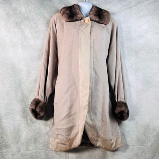 【ションベール】ステンカラーコート　リアルファー　L　ベージュ　chombert