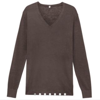 ムジルシリョウヒン(MUJI (無印良品))の無印良品 フレンチリネン UVカットセーター ブラウン S(ニット/セーター)