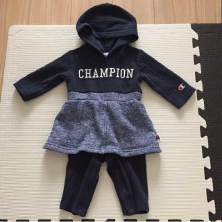 チャンピオン(Champion)の【着用・洗濯1度のみ】CHAMPION カバーオール 女の子 70(カバーオール)