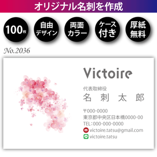 名刺作成 名刺印刷 100枚 両面 フルカラー 紙ケース付 No.2036