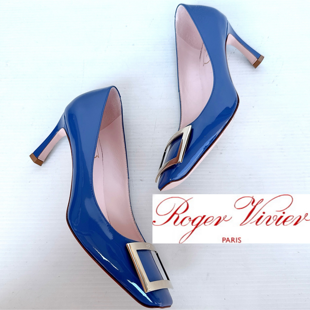 ROGER VIVIER(ロジェヴィヴィエ)のロジェヴィヴィエ スクエアトゥ パンプス ベルヴィヴィエ ハイヒール 極美品 レディースの靴/シューズ(ハイヒール/パンプス)の商品写真