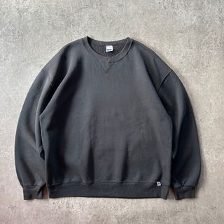 ラッセルアスレティック(Russell Athletic)の90s- ラッセルアスレティック 前Vスウェット/無地スウェット ブラック XL(スウェット)
