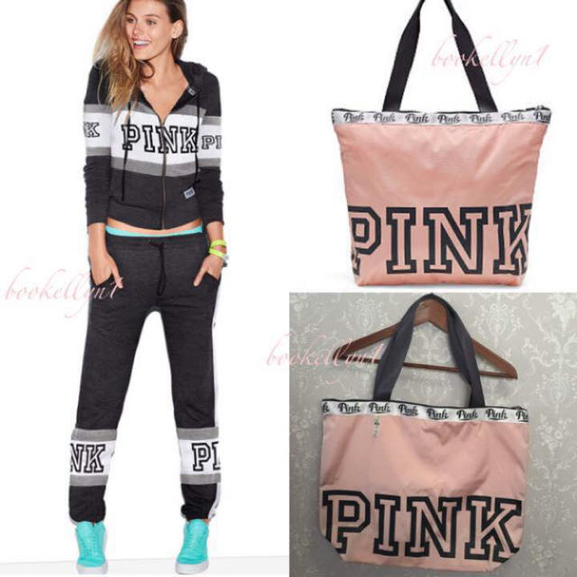 Victoria's Secret(ヴィクトリアズシークレット)の ヴィクトリアシークレット♡新品PINK ロゴトートバッグ ジッパー付きGYM レディースのバッグ(トートバッグ)の商品写真