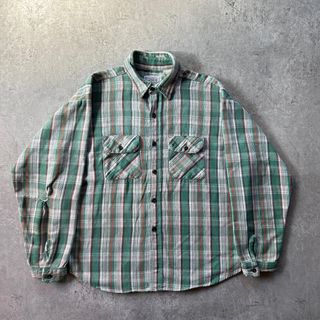 70s80s ファイブブラザー ヘビーネルシャツ USA製 グリーン XL相当