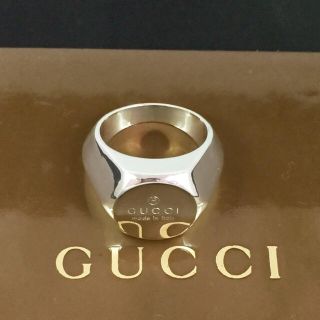 グッチ(Gucci)の新品仕上 レア品 グッチ ロゴ 印台 シルバー リング 指輪 925 12号(リング(指輪))