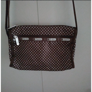 レスポートサック(LeSportsac)のレスポートサック　ショルダー　ポルカドット　茶×白ドット(ショルダーバッグ)