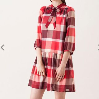 バーバリー(BURBERRY)の2017 ブルーレーベル クレストブリッジ チェック シフォン ワンピース(ミニワンピース)