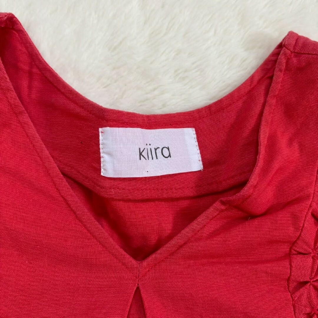 KiiRA(キーラ)の【美品】キーラ　kiira スモッキングタックワンピース　リネン レディースのワンピース(ロングワンピース/マキシワンピース)の商品写真