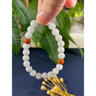 天然ミャンマー本翡翠15cmビーズブレスレット (581521)