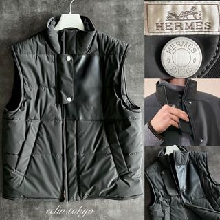 エルメス(HERMES)のタグ付 エルメス《レザー切替》セリエ 中綿 ジャケット ダウンベスト E4737(ダウンジャケット)