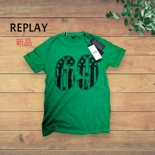 【新品未使用・タグ付き】REPLAY リプレイ デカロゴ Tシャツ グリーン