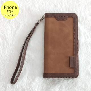 レトロ 手帳型 iPhone7/8/SE2/SE3ケース ブラウン(iPhoneケース)