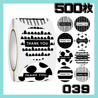 039 サンキューシール 500枚 感謝 お礼 大容量 ロール ハンドメイド(シール)