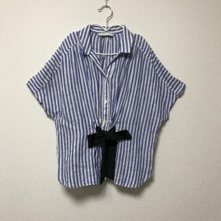 スピックアンドスパン(Spick & Span)のほら 様 spick&span リボン ストライプシャツ リネンシャツ(シャツ/ブラウス(半袖/袖なし))