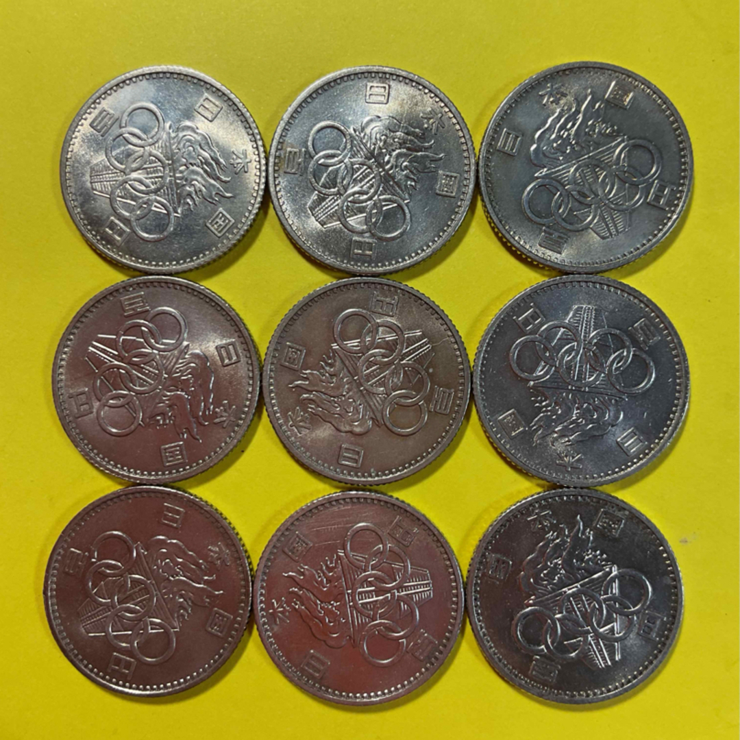 【銀貨】100円東京オリンピック記念銀貨 9枚 エンタメ/ホビーの美術品/アンティーク(貨幣)の商品写真