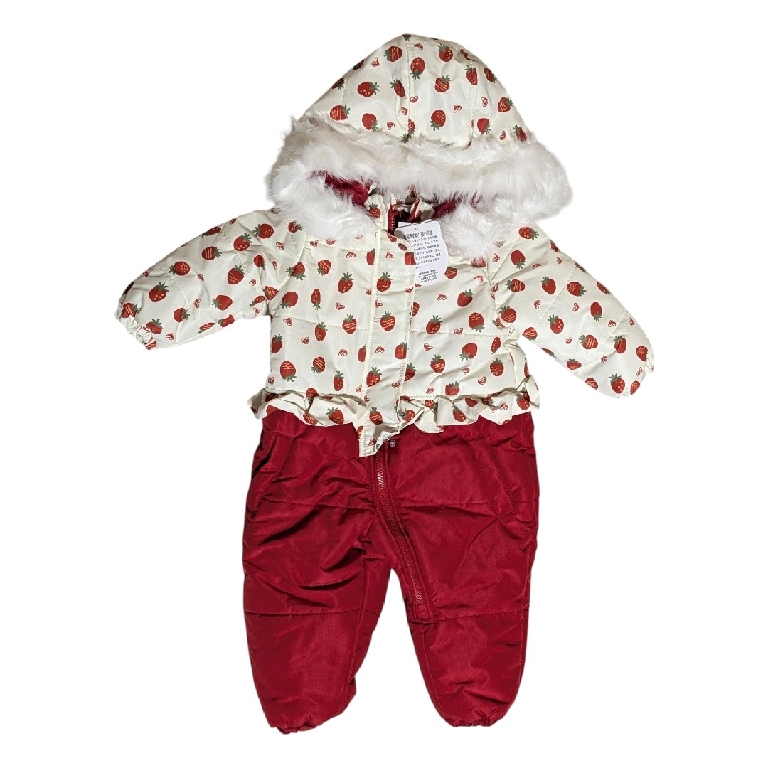 futafuta(フタフタ)の新品 スキーウェア 90 ジャンプスーツ いちご柄 子供 ベビー スポーツ/アウトドアのスキー(ウエア)の商品写真