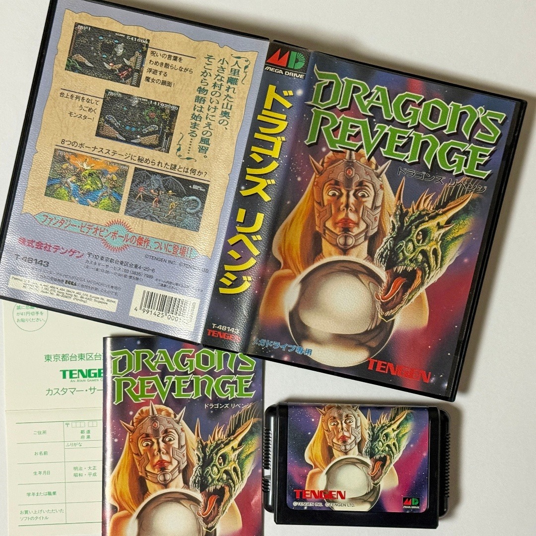 SEGA(セガ)のメガドライブ ドラゴンズリベンジ はがきあり　Mega Drive MD エンタメ/ホビーのゲームソフト/ゲーム機本体(家庭用ゲームソフト)の商品写真