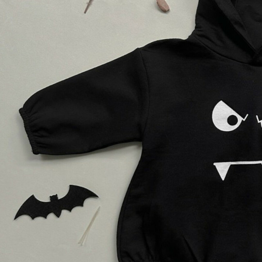 新品⭐️大人気 デビルパーカーロンパース 73 ハロウィン コスプレ 仮装 黒 キッズ/ベビー/マタニティのベビー服(~85cm)(ロンパース)の商品写真