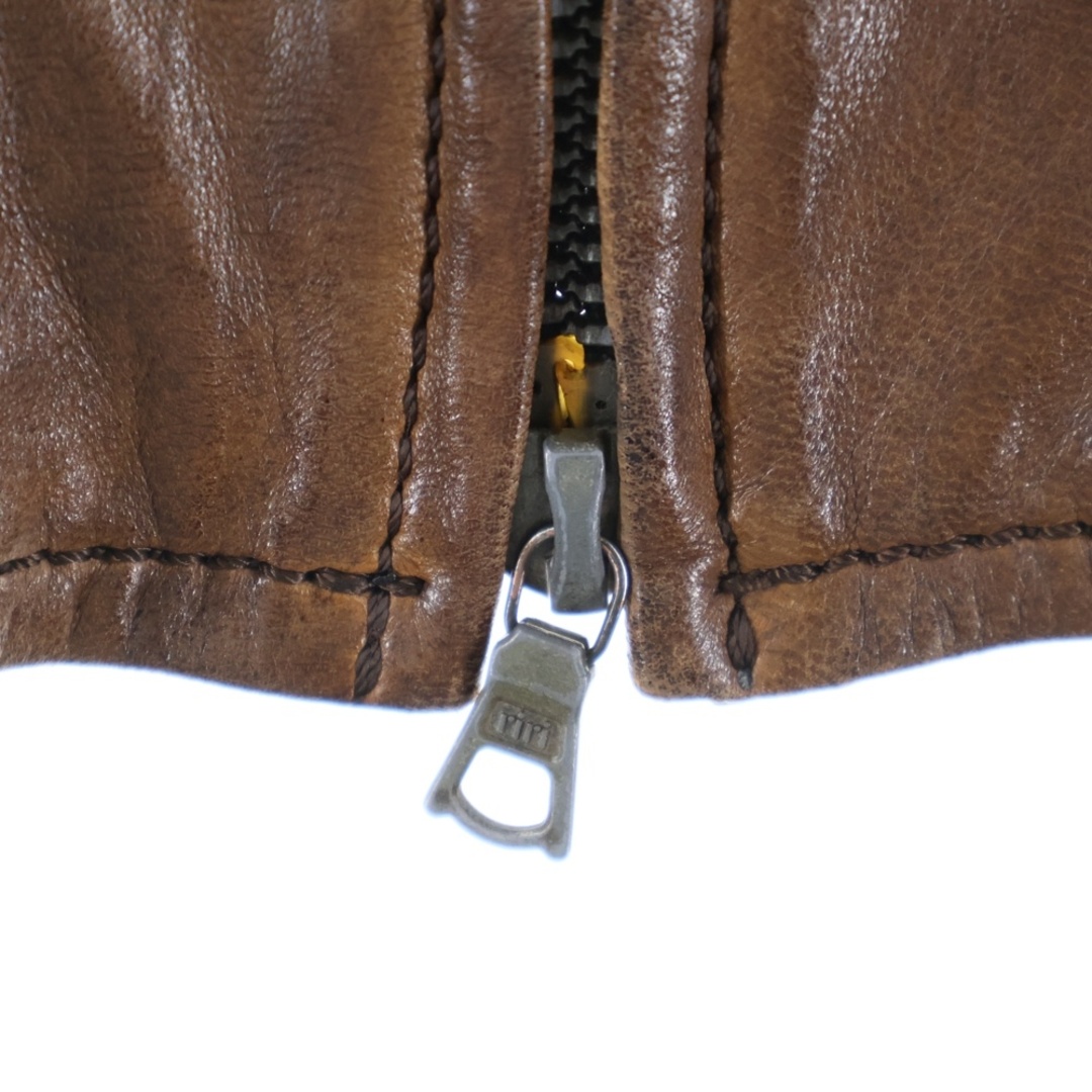 ISAMUKATAYAMA BACKLASH(イサムカタヤマバックラッシュ)のISAMU KATAYAMA BACKLASH イサムカタヤマバックラッシュ ホースハイド 馬革 ジップアップ シングルライダースジャケット ブラウン レディースのジャケット/アウター(ライダースジャケット)の商品写真