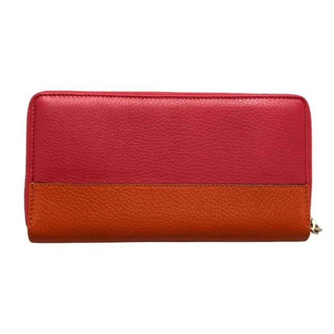 GUCCI(グッチ)のGUCCI(グッチ) 長財布 バンブー 307984 ピンク×オレンジ ラウンドファスナー レザー レディースのファッション小物(財布)の商品写真
