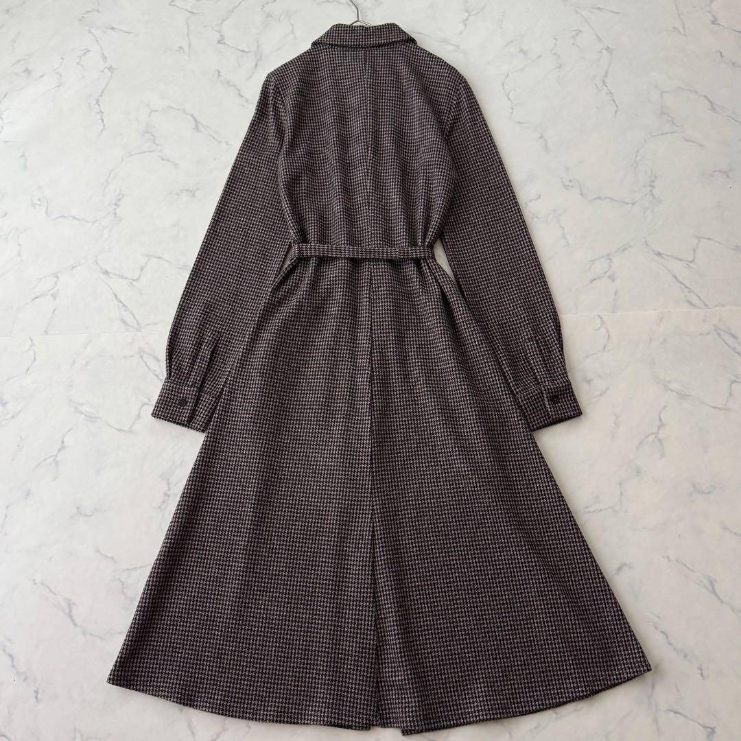 美品 マックスマーラ シャツワンピース 千鳥 ベルト フレア ストレッチ L