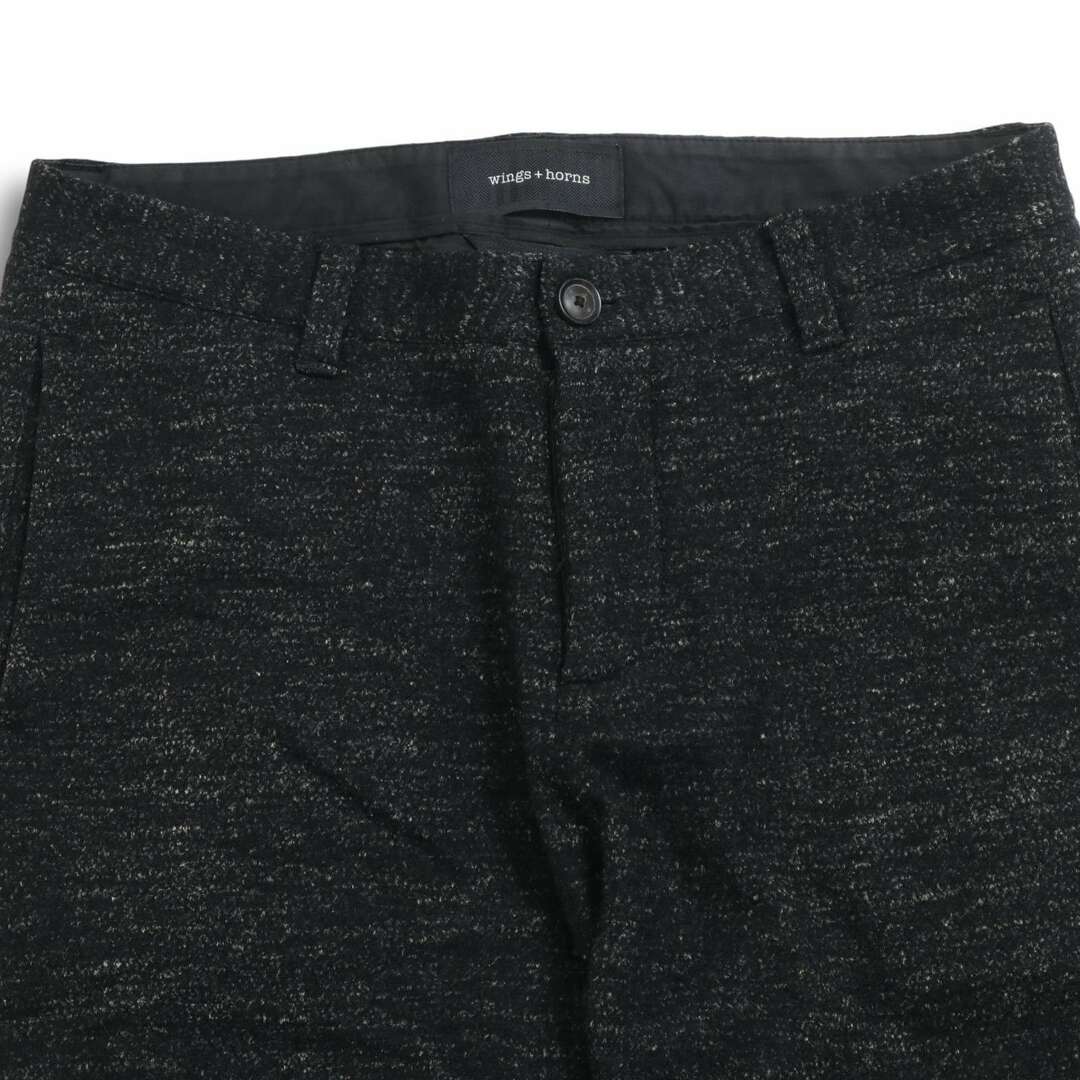 WINGS+HORNS(ウィングスアンドホーンズ)のwings+horns ウィングスアンドホーンズ 秋冬 ウール 麻 リネン混★ テーパード スラックス パンツ Sz.30 メンズ 黒 メンズのパンツ(その他)の商品写真