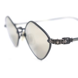 美品▼CHROME HEARTS クロムハーツ DIAMOND DOG 925 ミラーレンズ マーブル アイウェア サングラス ブラック ホワイト 50□22-141 ケース付き 日本製 総重量18.75g メンズ