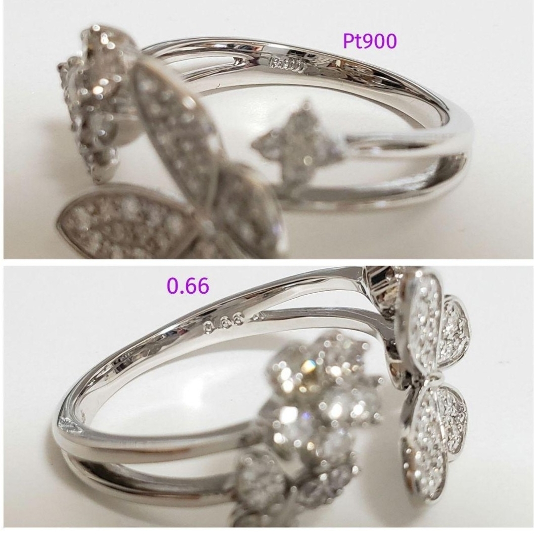 PT天然ダイヤモンドリング 蝶 ちょうちょ 人気デザイン レディースのアクセサリー(リング(指輪))の商品写真