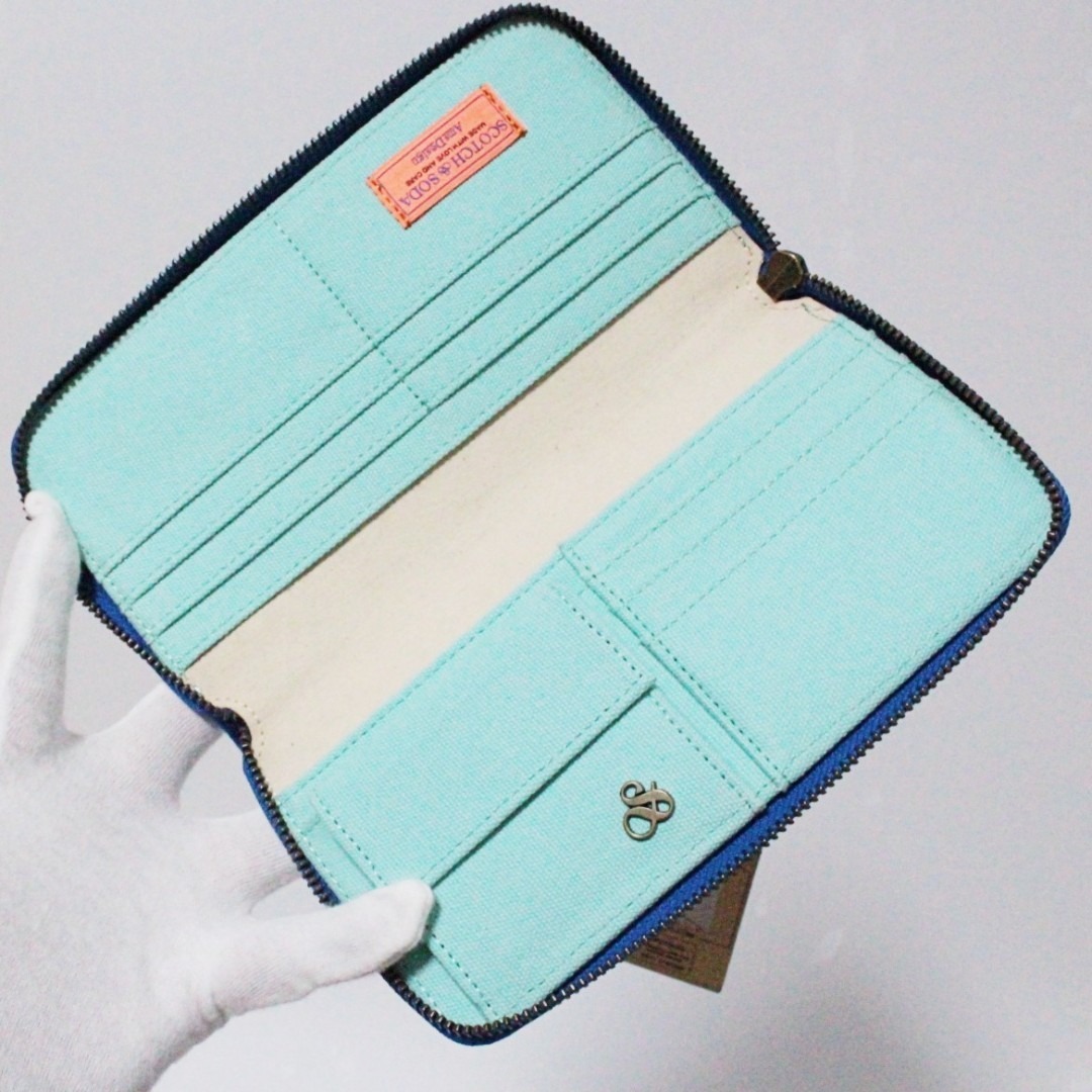 SCOTCH & SODA(スコッチアンドソーダ)の新品 スコッチアンドソーダ ラウンドファスナー キャンバス長財布 青 男女兼用 メンズのファッション小物(長財布)の商品写真