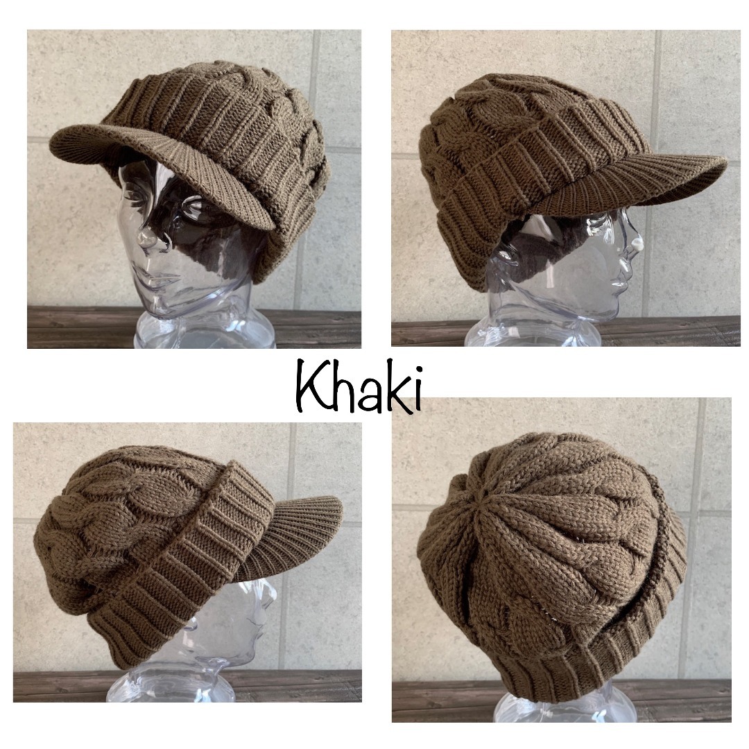 送料込 大きいサイズ ケーブル編み ニット キャスケット Lサイズ ゆったり H メンズの帽子(キャスケット)の商品写真