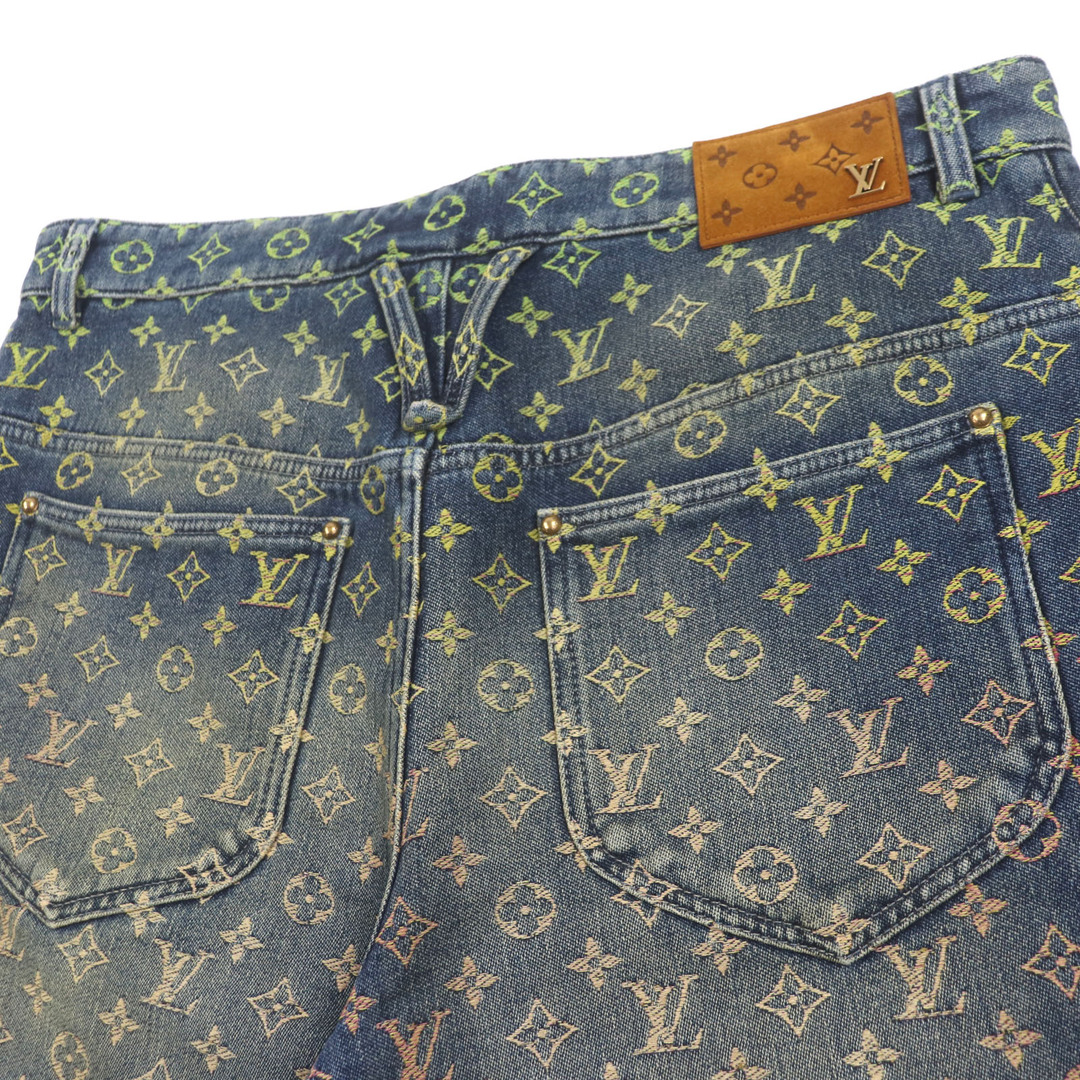 LOUIS VUITTON(ルイヴィトン)の極美品▼LOUIS VUITTON ルイヴィトン 23SS モノグラム LV金具・レザーパッチ付き デニムハーフパンツ ショートパンツ インディゴ マルチ 36 イタリア製 正規品 メンズ メンズのパンツ(ショートパンツ)の商品写真