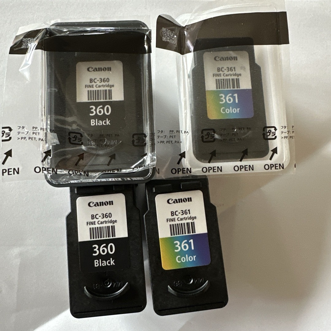 Canon(キヤノン)の使用済みと残量あり　Canon BC-360/361 インクカートリッジセット インテリア/住まい/日用品のオフィス用品(その他)の商品写真