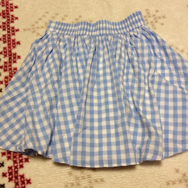 SPINNS(スピンズ)の水色 ギンガムチェック フレアスカート レディースのスカート(ミニスカート)の商品写真
