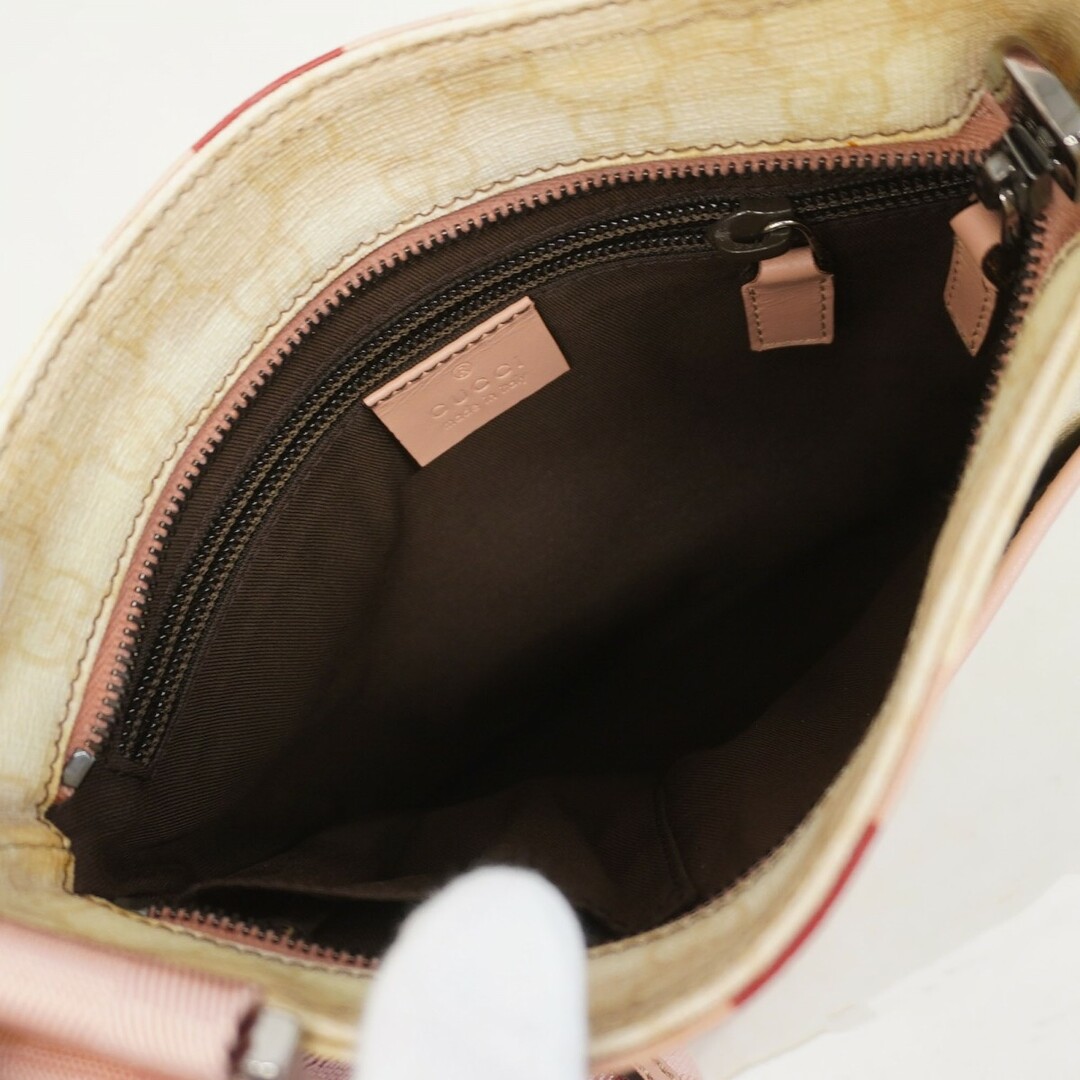 GUCCI(グッチ)の★最終価格★SALE【5ma0882-h】グッチ ショルダーバッグ GGスプリーム 189817 PVC アイボリー ピンク シルバー金具【中古】レディース レディースのバッグ(ショルダーバッグ)の商品写真