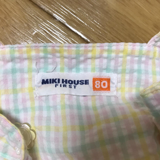 mikihouse(ミキハウス)のミキハウス ロンパース 80cm パステル チェック キッズ/ベビー/マタニティのベビー服(~85cm)(ロンパース)の商品写真
